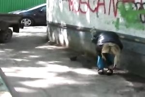 This blond Russian black cock sluts urinates a big load in her panties