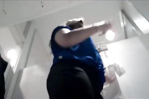 This nasty hottie in the changing room is not wearing pants