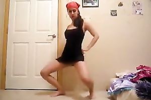 My lovely looking girlfriend knows how to do a admirable striptease show