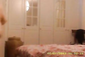 Hidden cam clip with my hawt chunky milf white wife undressing