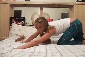 Delectable blond legal age teenager undresses on cam like a guru of love