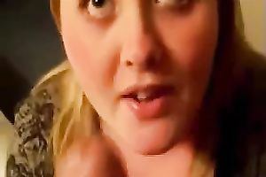 My obese blond neighbor manages to milk my 10-Pounder dry in her face hole