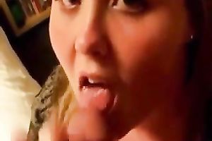 My obese blond neighbor manages to milk my 10-Pounder dry in her face hole