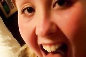 My obese blond neighbor manages to milk my 10-Pounder dry in her face hole