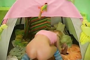 Charming golden-haired amateur wife in knee socks rides hard ramrod with her tight cum-hole