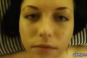 Horny man is uploading his cum all over her ravishing face