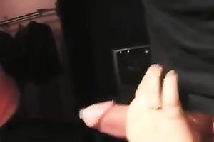 Pink-haired hussy blows and receives cum on her natural milk sacks