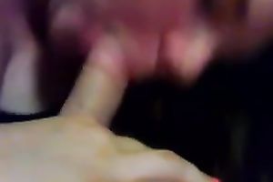 POV movie scene with my corpulent brunette hair coed working on my stone-hard weenie