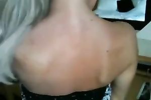My ravishing blond paramour shows her cute booty and gives me a oral-job