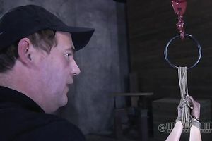 Big breasted blond whore deepthroats her master's jock