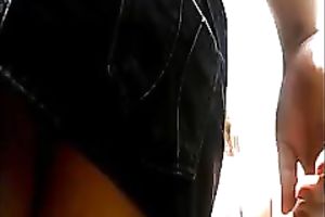 I took a sexy upskirt movie scene of scorching nympho in denim petticoat
