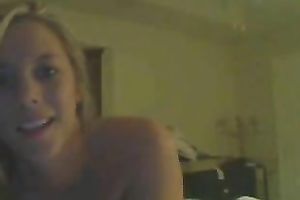 Deliciously hawt blond with large knockers is rubbing her soaked punani on cam