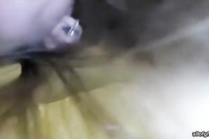 Saucy golden-haired gives head and then makes her muff accessible to him