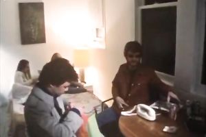 Two stunning brunettes favor every other with cunni in retro movie