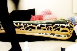 Gagged legal age teenager toys her muff and backdoor in front of a web camera