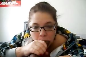 My chubby nerdy brunette hair sucks my corpulent schlong with delight