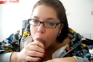 My chubby nerdy brunette hair sucks my corpulent schlong with delight