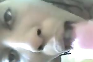 My whorish swarthy girlfriend sucks my chunky dick to smack sexy spunk