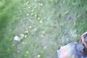 Outdoor POV with dilettante dark brown mamma engulfing my 10-Pounder greedily