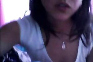 Just my hottie in her room teasing a random guy with vagina flash