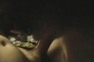 Charming dark brown sucks my prick and acquires cum on her milk cans