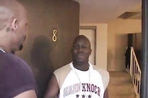 Chocolate nympho with a large arse receives spit roasted like not ever previous to