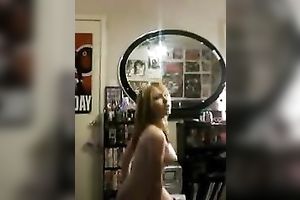 Captivating light-haired puss dances on web camera flashing her assets
