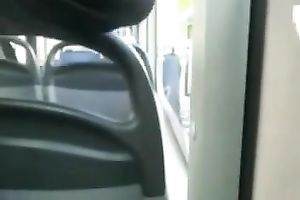 My slutty golden-haired GF pleases me with a cook jerking in a bus