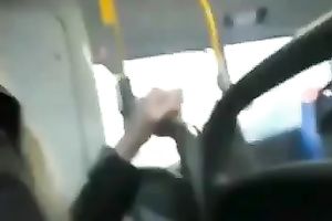 My slutty golden-haired GF pleases me with a cook jerking in a bus