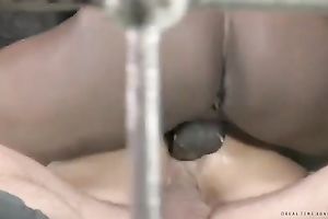 Desirable dark brown wench with great rack is bounded and fucked hard