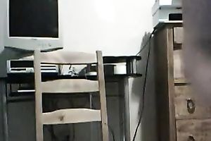 Hot white milf with heavy natural boobies rides a vibrator
