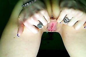 Exquisite white slender girl on web camera stretches her wazoo cheeks