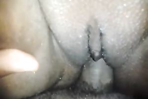 Hammering large black bald cum-hole and jizzing on top of it