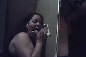 A self made gloryhole for my concupiscent BBW girlfriend