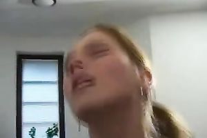 Naked legal age teenager enjoys riding hard thick cock face to face