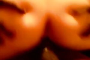 Redhead overweight white hottie rides on top of a dark chap