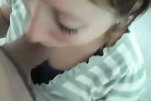 Adorable redhead legal age teenager is engulfing my friend's hard wang. POV