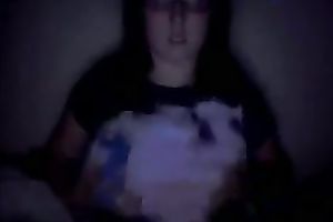 Big boob legal age teenager honey rubs and stretches her twat in in her room