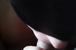 Blindfolded non-professional youthful housewife passionately eats my weenie