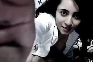 Slim dark brown hussy shows her body and fingers her muff