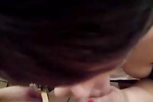 Short-haired dark brown mama enjoys working on my penis