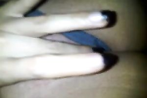 My breathtaking paramour pulls her pants aside and fingers her coochie