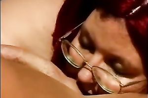 Redhead white older obese white wife by the pool is engulfing shlong