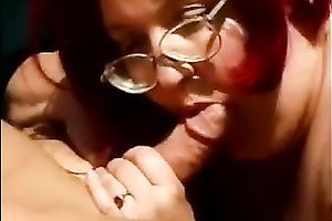 Redhead white older obese white wife by the pool is engulfing shlong