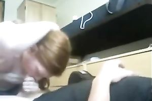 My hot redhead GF enjoys engulfing my boner in homemade video