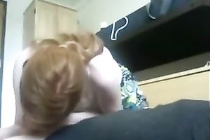 My hot redhead GF enjoys engulfing my boner in homemade video