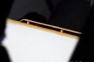 Slim and hot Indian legal age teenager babe got caught changing in the public crapper