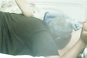 Eating my latin chick white wife and fondling her with a marital-device