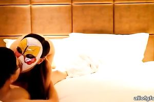 Tall and shapely Asian babe has always loved threesomes