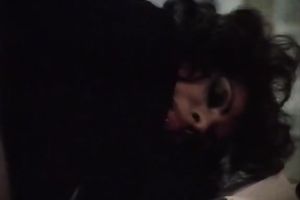 Lovely classic dark brown office wife bonks on the desk